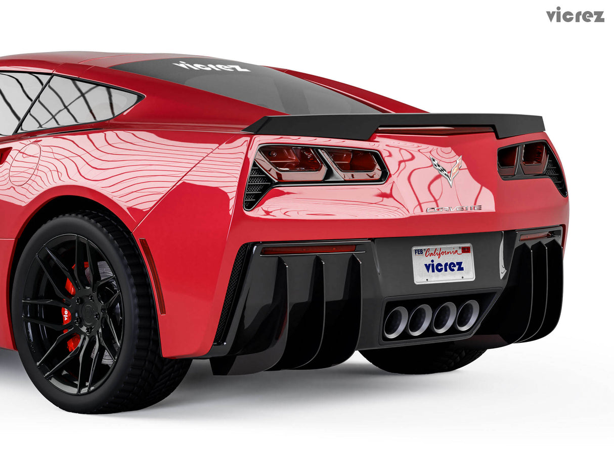 2014-2019 Chevrolet Corvette C7 Genali Style Rear Diffuser Add-on Fins - Vicrez