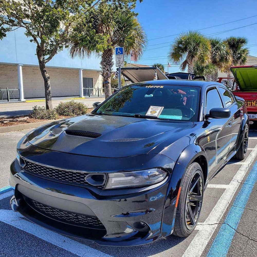 2015-2023 Dodge Charger Hellcat Style Hood w/ Air Vent Scoop - Vicrez