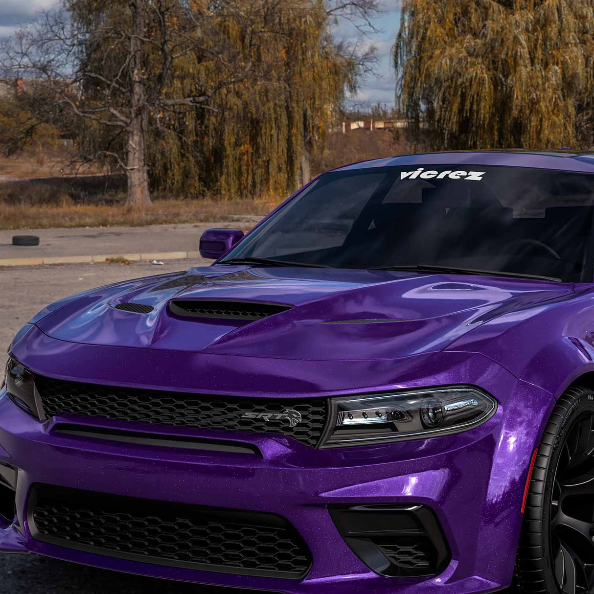 2015-2023 Dodge Charger Hellcat Style Hood w/ Air Vent Scoop - Vicrez