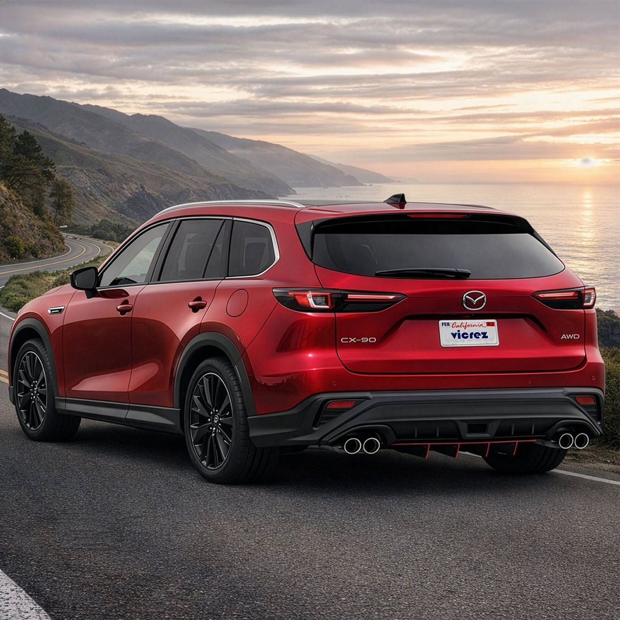 2024-2026 Mazda CX-90 Jesky VR4 Style Rear Diffuser - Vicrez