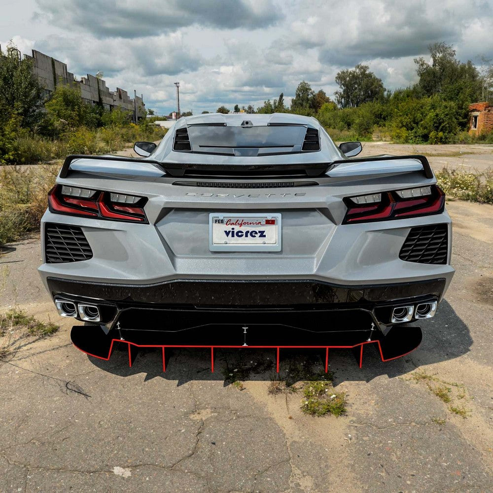 2020-2026 Chevrolet Corvette C8 R1 Style Rear Diffuser - Vicrez