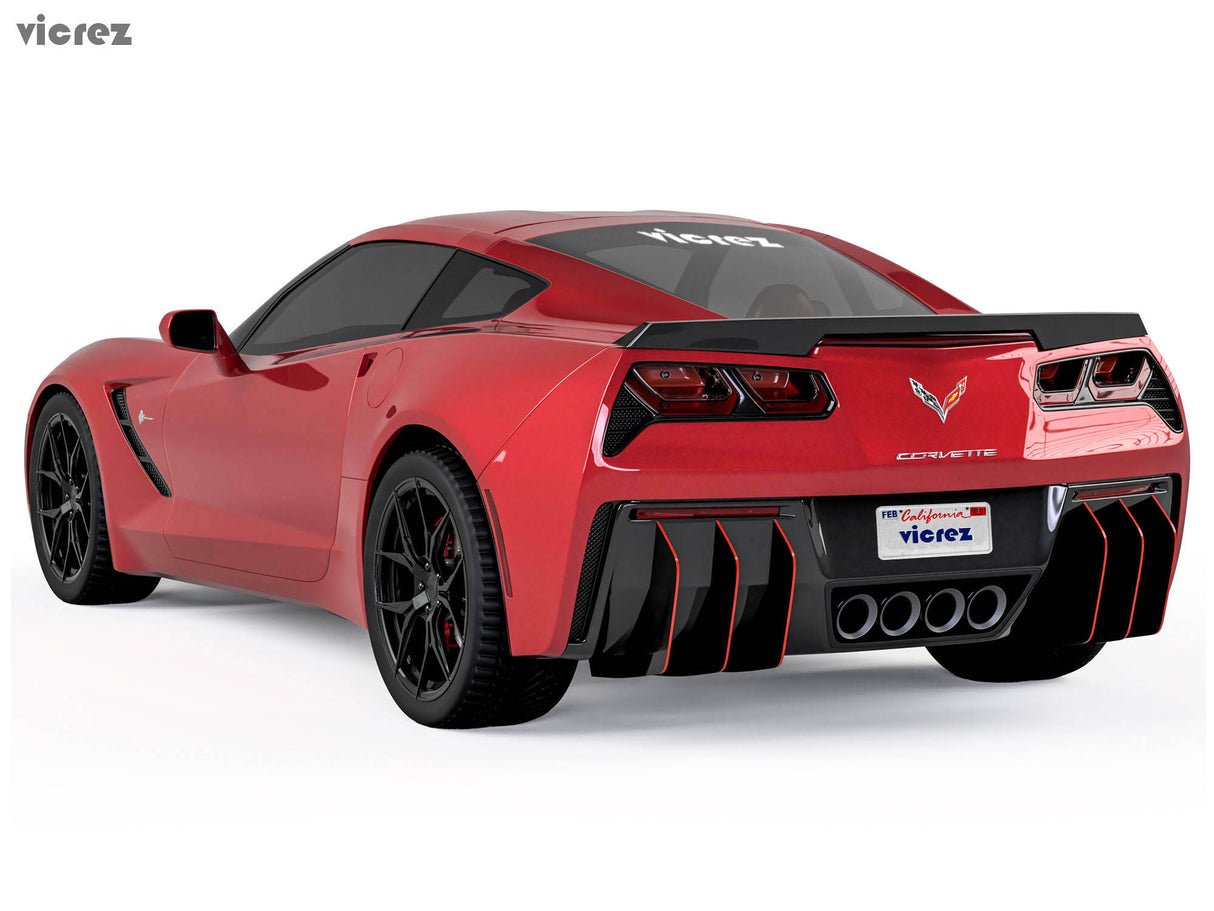 2014-2019 Chevrolet Corvette C7 Centa Style Rear Diffuser Add-on Fins - Vicrez