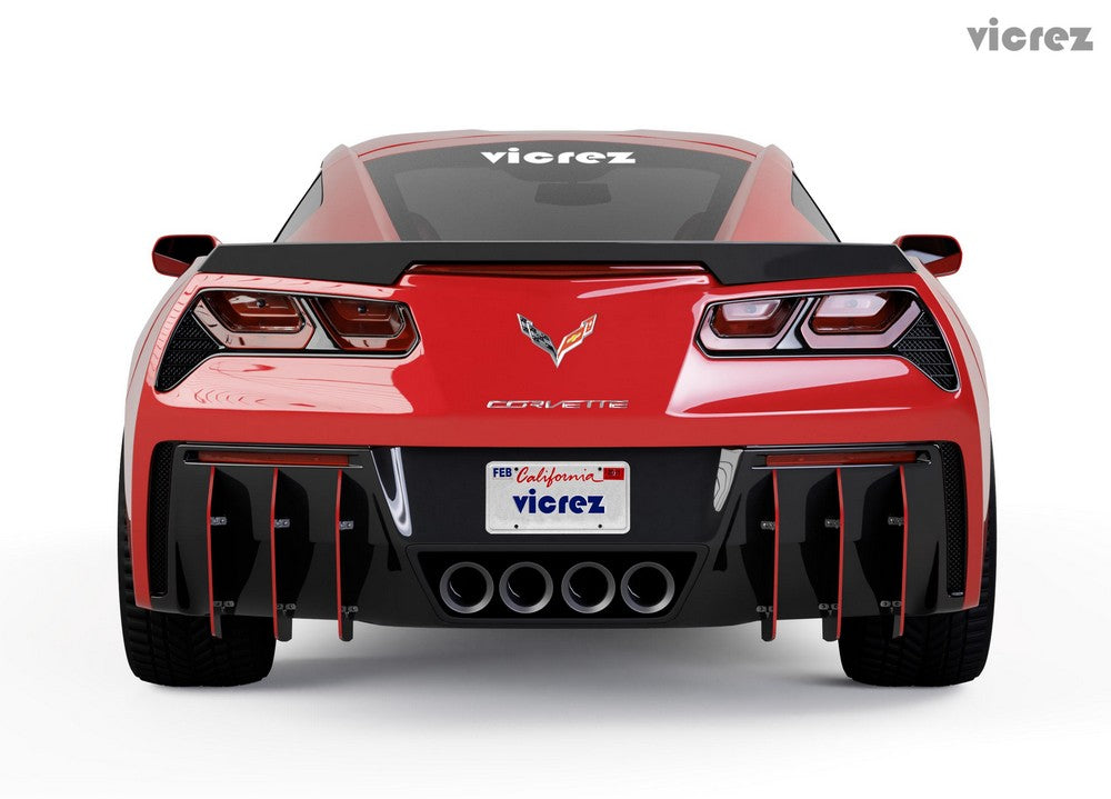 2014-2019 Chevrolet Corvette C7 Centa Style Rear Diffuser Add-on Fins - Vicrez