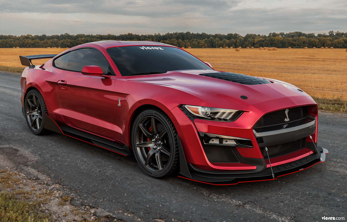 2015-2023 Ford Mustang GT500 Style Side Skirts Rocker Panels - Vicrez