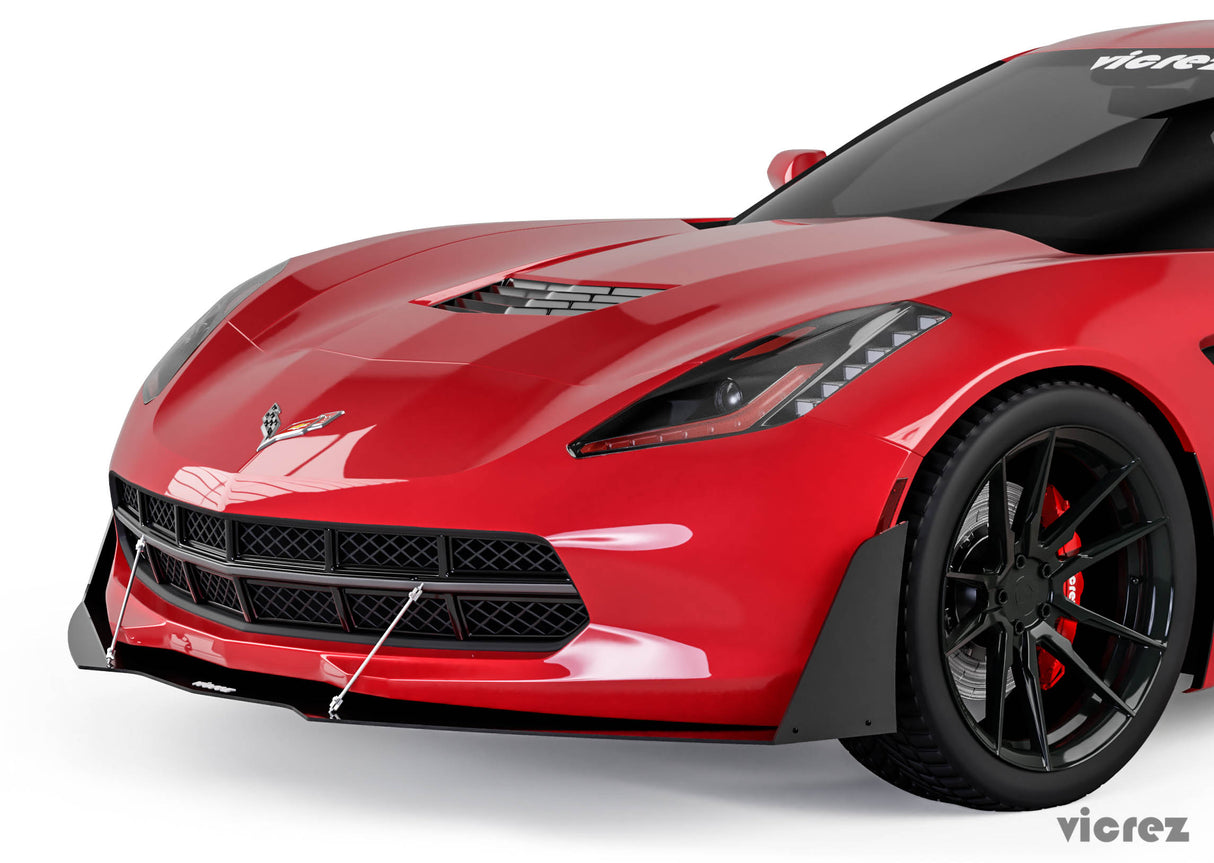 2014-2019 Chevrolet Corvette C7 V3R Style Front Bumper Splitter - Vicrez
