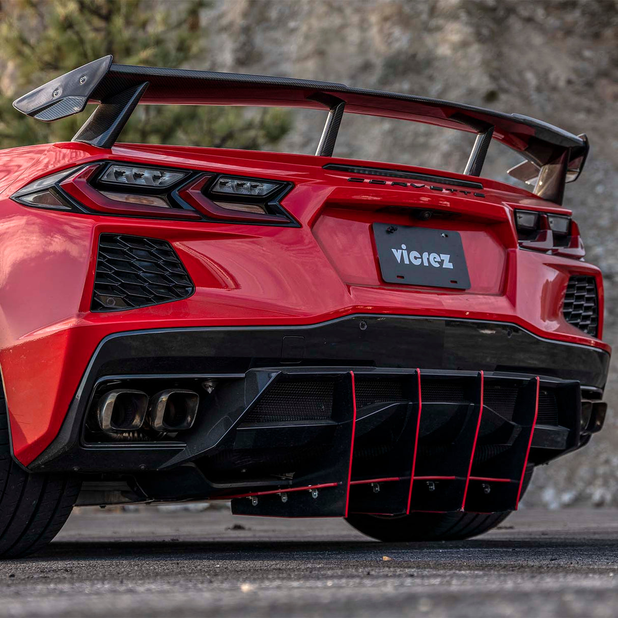 2020-2026 Chevrolet Corvette C8 High Wing Style Rear Spoiler - Vicrez Carbon Fiber
