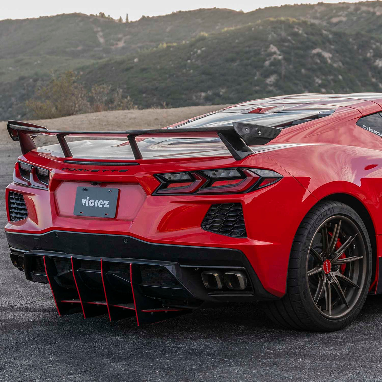 2020-2026 Chevrolet Corvette C8 High Wing Style Rear Spoiler - Vicrez Carbon Fiber