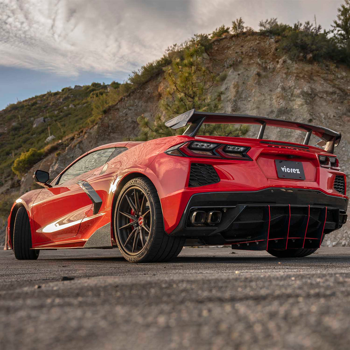 2020-2026 Chevrolet Corvette C8 High Wing Style Rear Spoiler - Vicrez Carbon Fiber