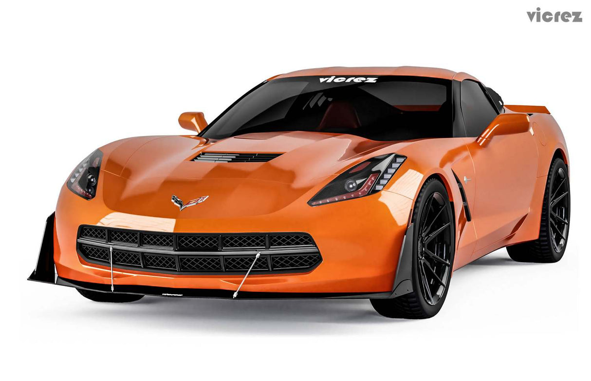2014-2019 Chevrolet Corvette C7 VZR1 Style Front Bumper Splitter - Vicrez