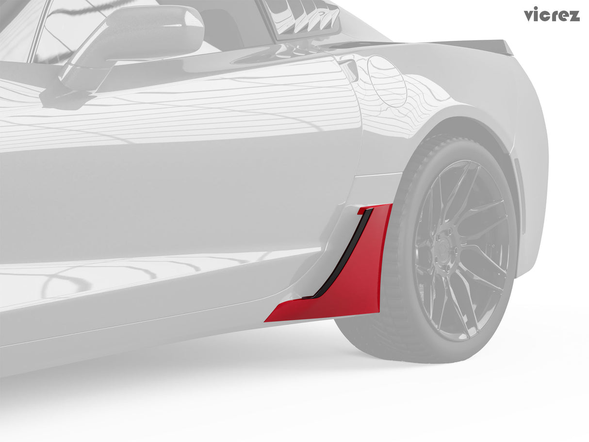 2014-2019 Corvette C7 Z06 Style Rear Rocker Brake Scoop Vents - Vicrez