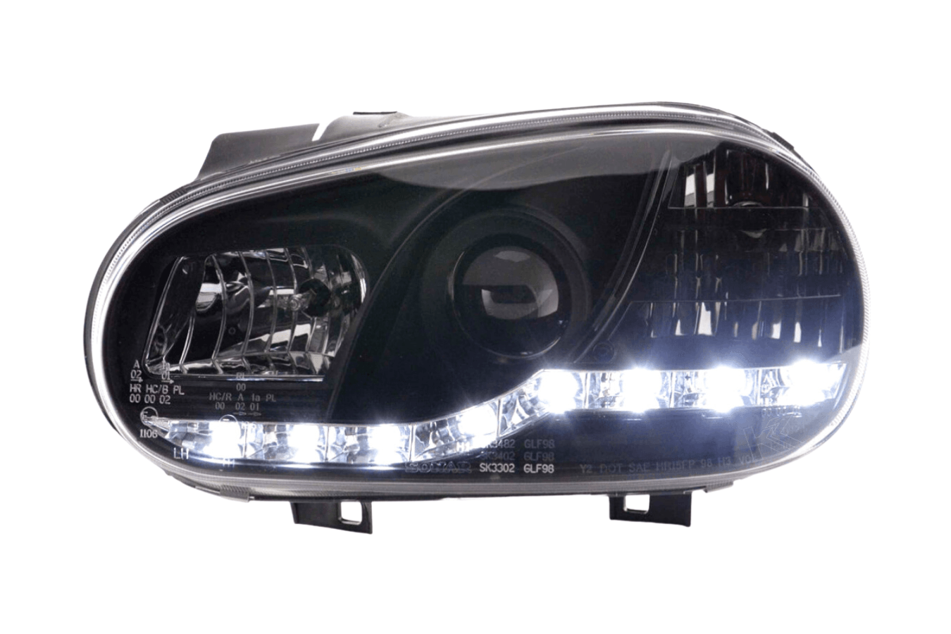 Volkswagen Golf 4 Black LED Headlights with Daytime Running Lights (1997 - 2003) - K2 Industries