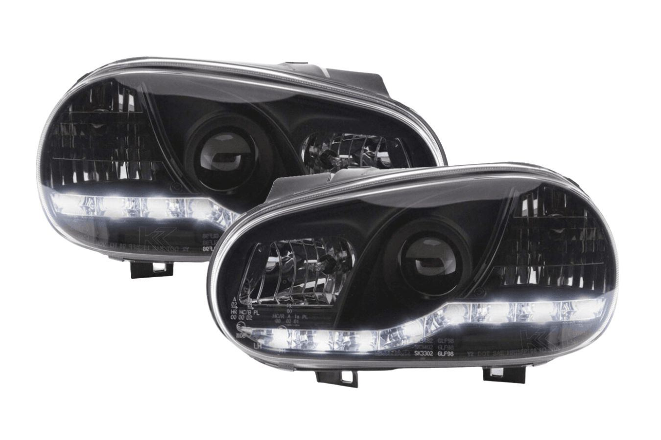 Volkswagen Golf 4 Black LED Headlights with Daytime Running Lights (1997 - 2003) - K2 Industries