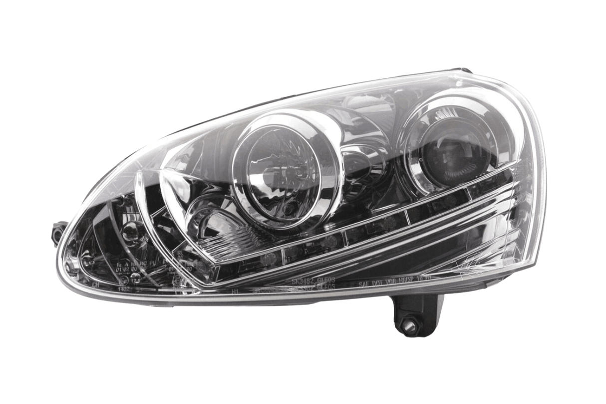 Volkswagen Golf 5 Chrome LED Headlights with Daytime Running Lights (2003 - 2008) - With R87 approval - K2 Industries