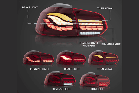 Volkswagen Golf MK6 Smoke and Red Dynamic Lighting OLED Taillights (2008 - 2014) - K2 Industries