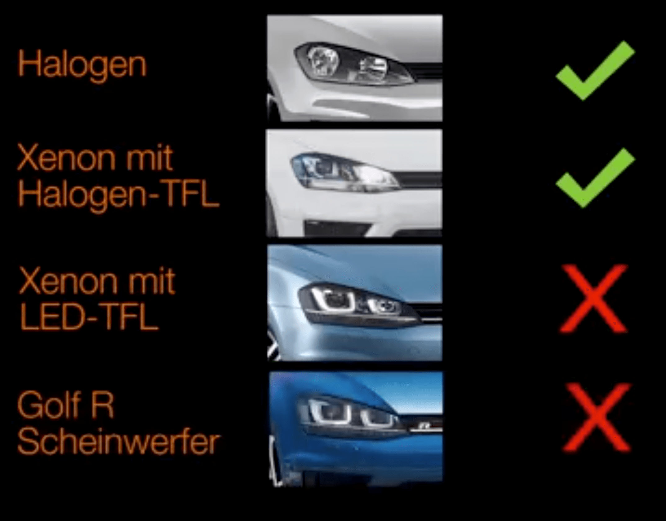 Volkswagen Golf Mk7 Black LED Headlights - R Style Chrome (12-17)