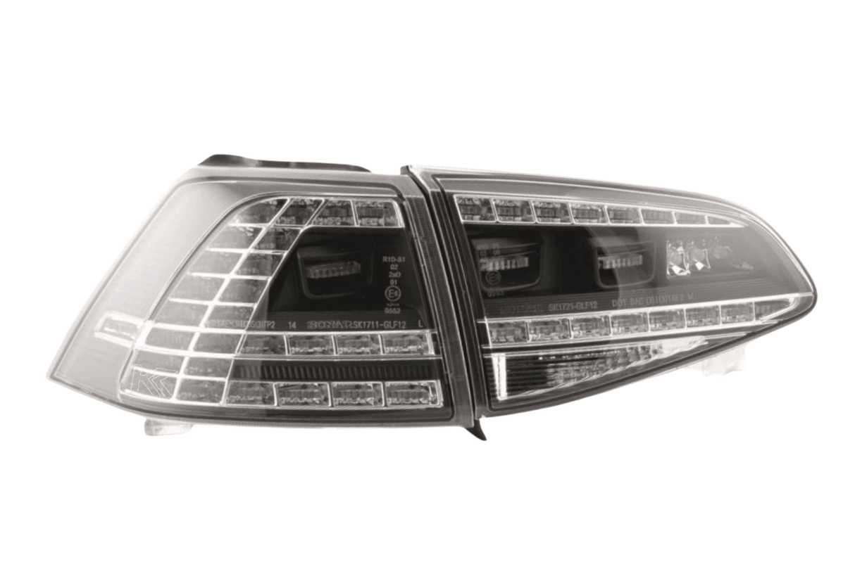 Volkswagen MK7 Golf/GTI/R - Clear/Black LED Tail Lights for Halogen Models (2012-2017) - K2 Industries