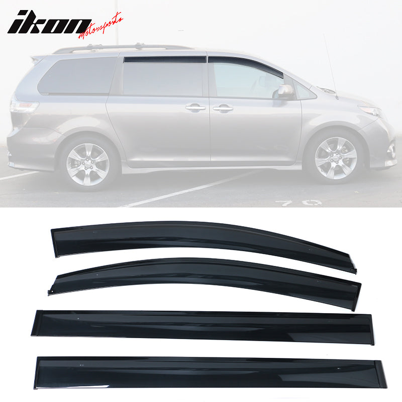 2011-2020 Toyota Sienna Acrylic 4PC Window Visors Tape On Rain Guard
