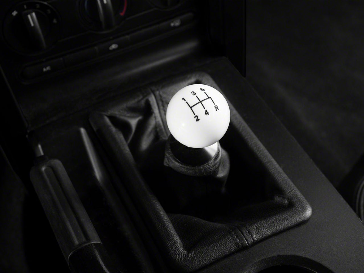 SpeedForm Modern Billet Retro Style 5-Speed Shift Knob; White (05-10 Mustang GT, V6)