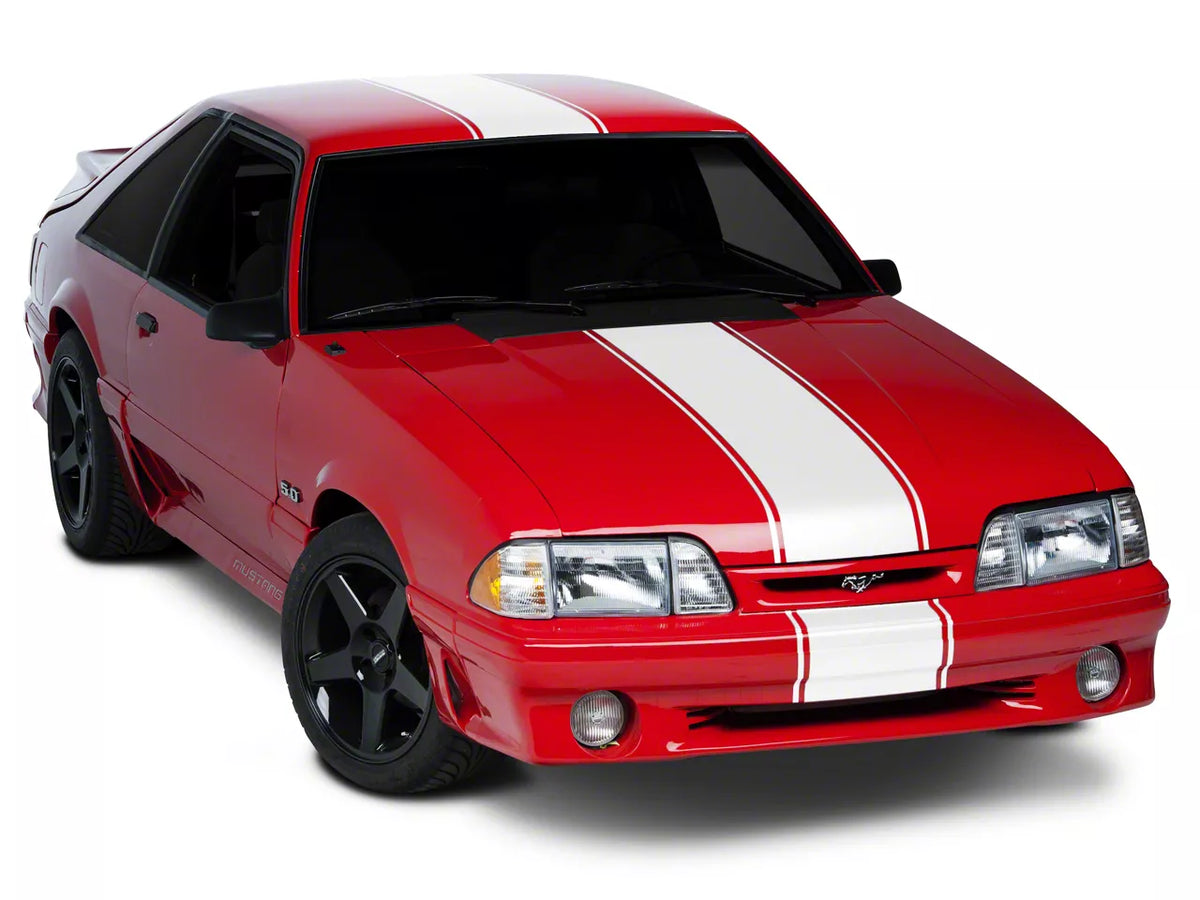 SEC10 Super Snake Style Stripes; White (79-93 Mustang)