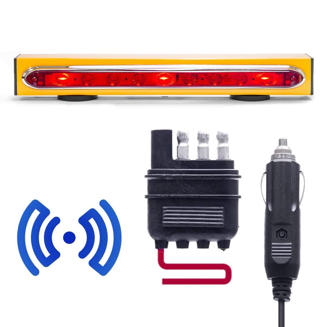 Master Tailgater's 19" Wireless Magnetic Tow Light Bar | 48 Foot Range | Ultra Bright LED | 4 Pin Round, 4 Pin Flat, or 7 Pin RV Hitch Transmitter