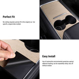 Wood Center Console Wrap for Model 3/Y | Open-Grain Match | Scratch Protection