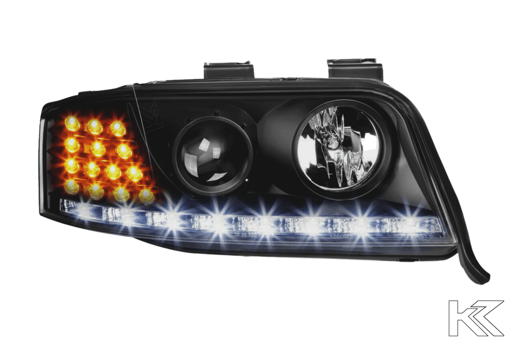 Audi A6 Black DRL Headlights (02-04) - K2 Industries