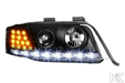 Audi A6 Black DRL Headlights (98-01) - K2 Industries