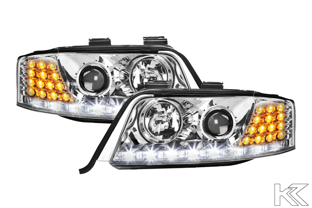 Audi A6 Chrome DRL Headlights (98-01) - K2 Industries