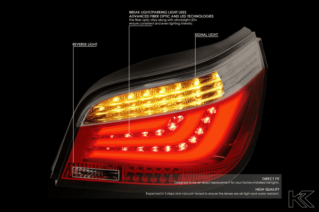 BMW 5-Series E60 LED Tube Bar Red/Smoked Tail Lights (08-10) - K2 Industries