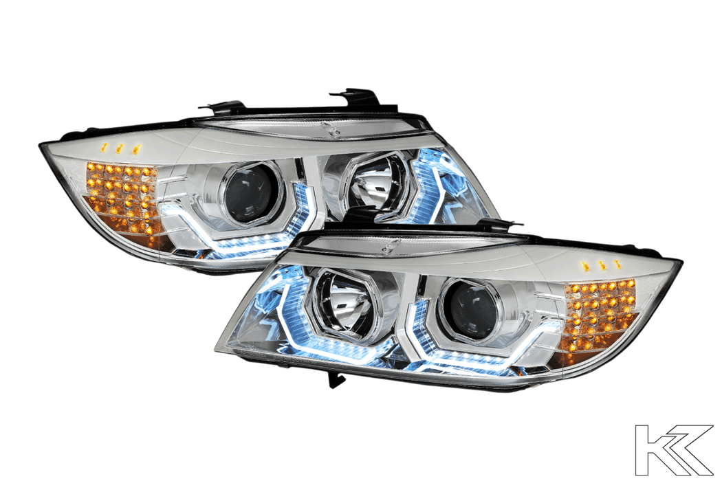 BMW 3-Series E90 Chrome 3D LED Halo Headlights -V2 - K2 Industries