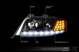 Audi A6 Black DRL Headlights (98-01) - K2 Industries
