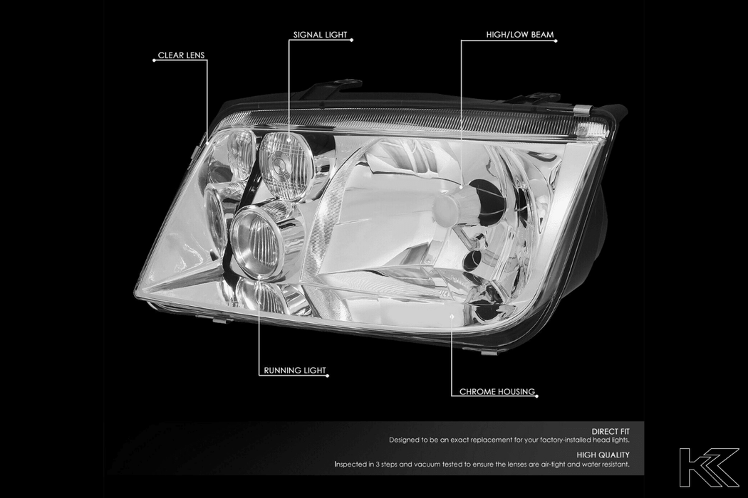VW Jetta Mk4 Chrome OE Style Headlights (99-05) - K2 Industries