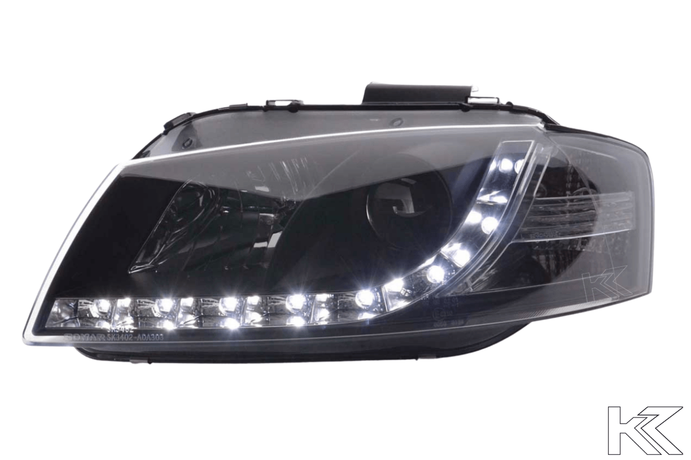 Audi A3 (8P 8PA) Black LED Headlights with Daytime Running Lights (2003-2007) - K2 Industries