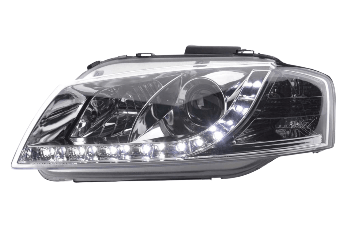 Audi A3 (8P / 8PA) Chrome LED Headlights with Daytime Running Lights (2003 - 2007) - K2 Industries