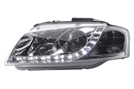 Audi A3 (8P / 8PA) Chrome LED Headlights with Daytime Running Lights (2003 - 2007) - K2 Industries