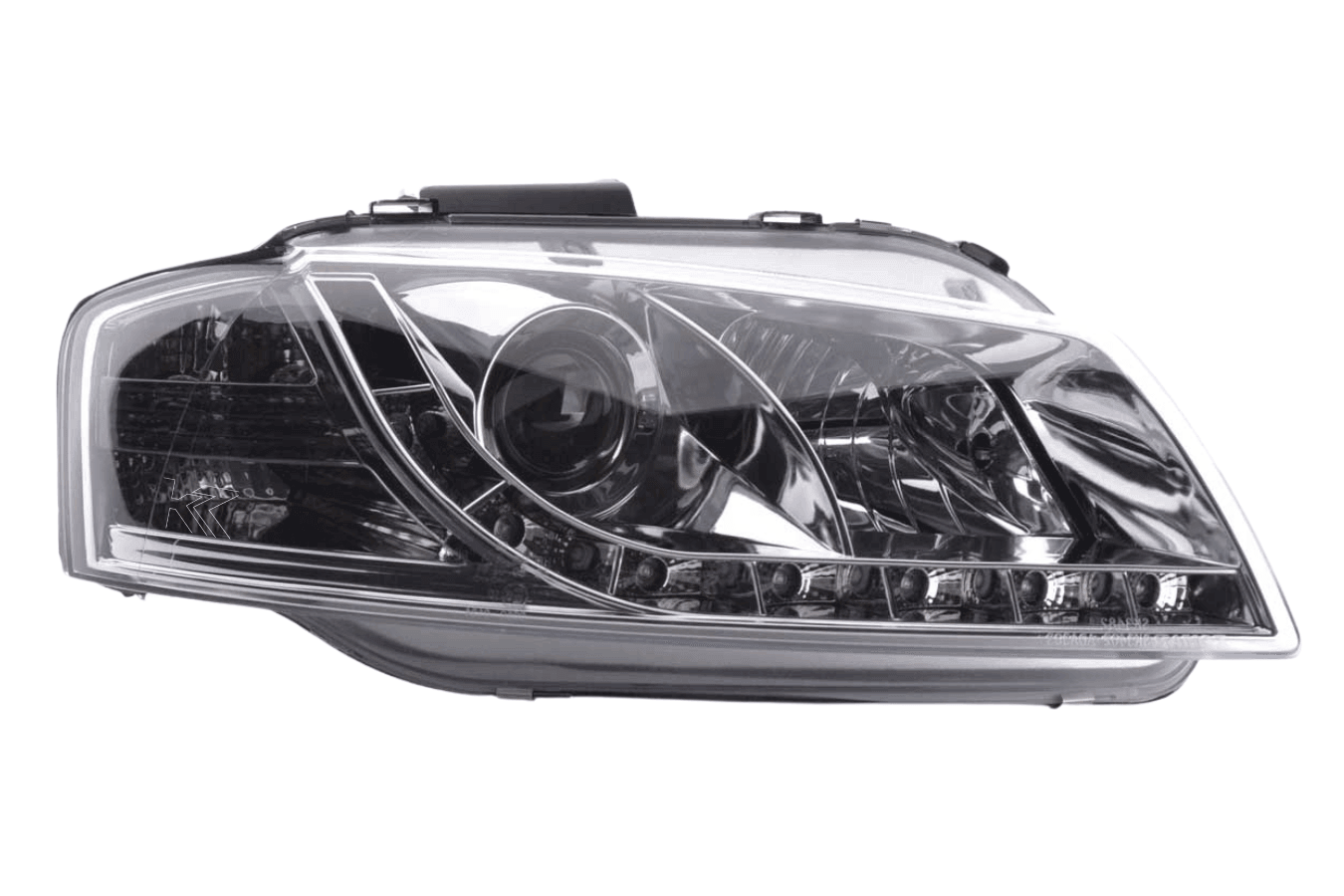 Audi A3 (8P / 8PA) Chrome LED Headlights with Daytime Running Lights (2003 - 2007) - K2 Industries