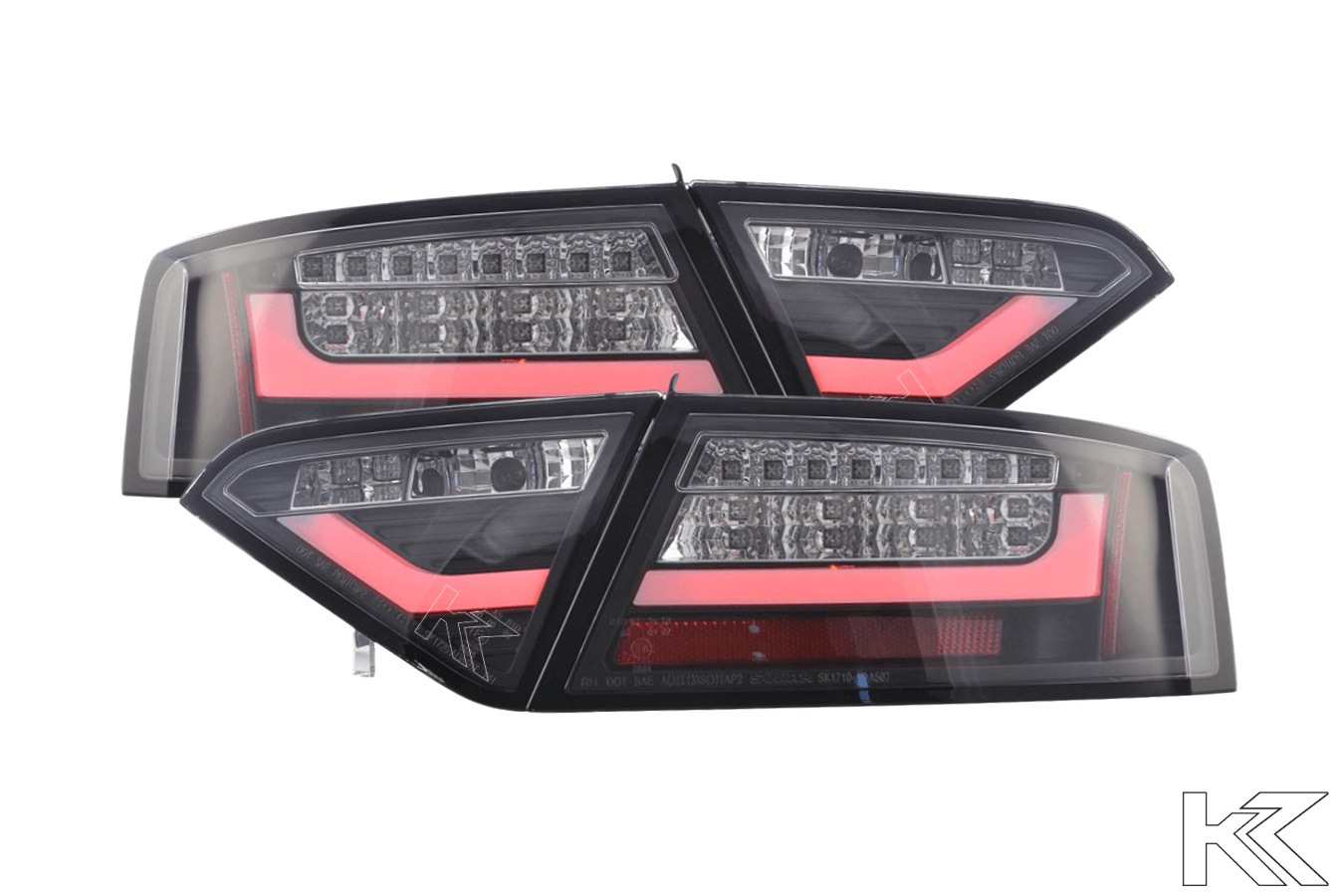 Audi A5 (B8 - 8T) Coupe Black Clear LED Bar Taillights (2007-2011)- For Halogen Models - K2 Industries