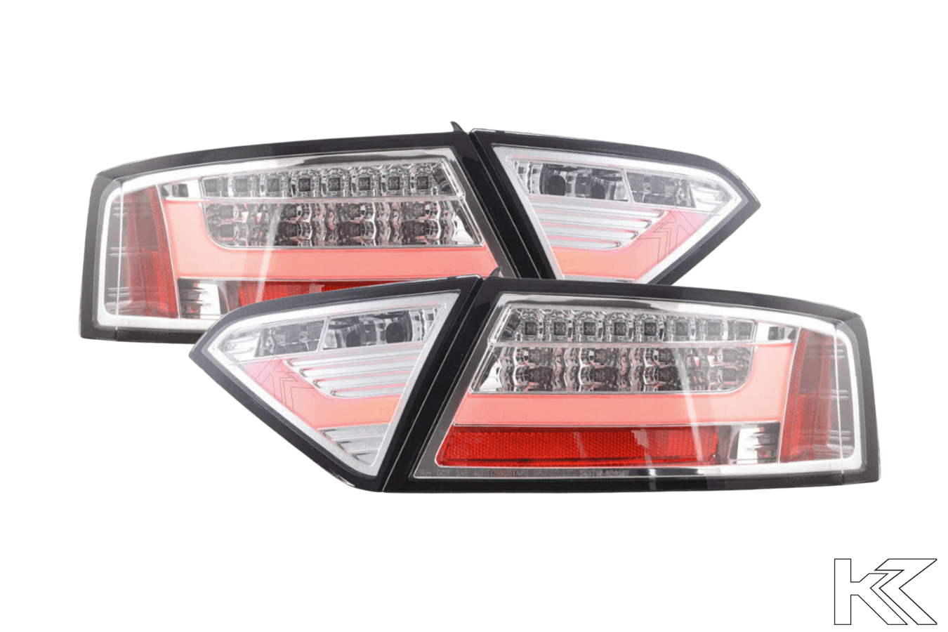 Audi A5 (B8 - 8T) Coupe Chrome Clear LED Bar Taillights (2007-2011)- For Halogen Models - K2 Industries