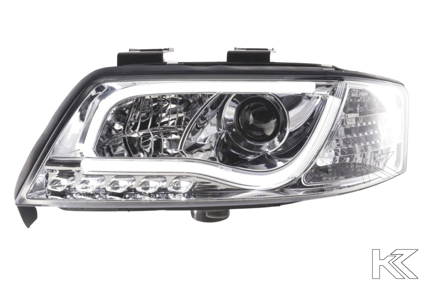 Audi A6 (C5 4B) Chrome LED Headlights with Daytime Running Lights (1997-2001) - With R87 approval - K2 Industries