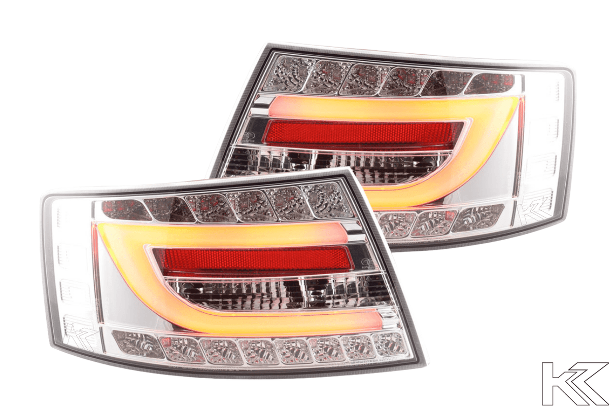 Audi A6 (C6/4F) Sedan Chrome Clear LED Taillights Set (2004-2008) - K2 Industries