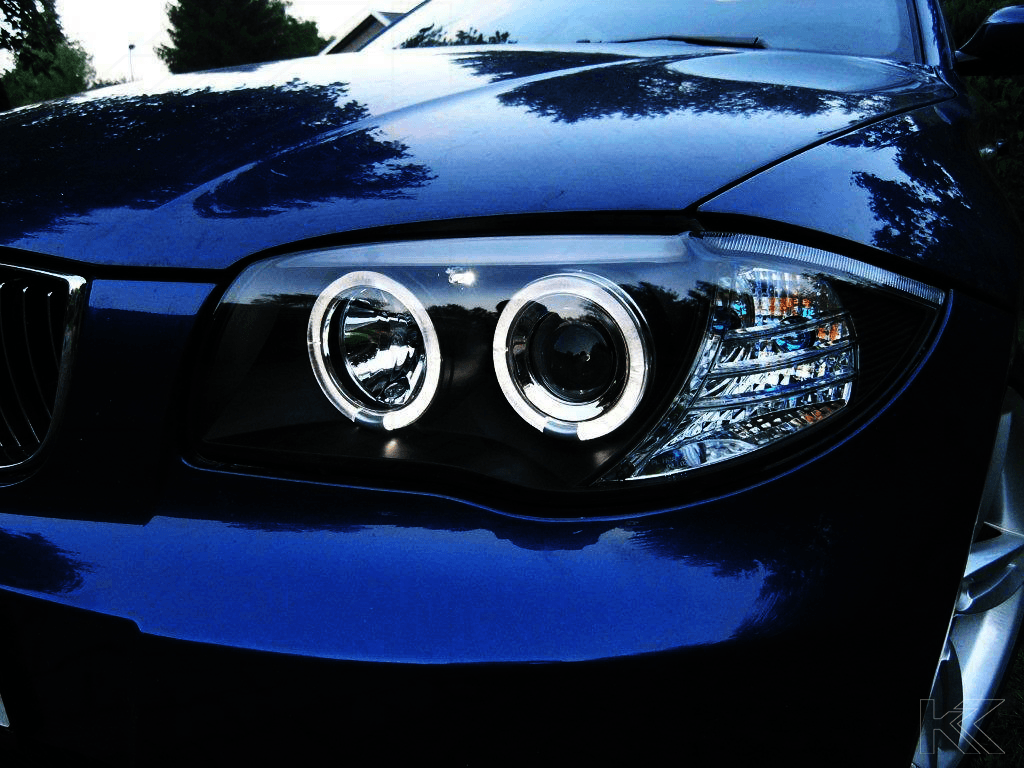 BMW 1-series E81 E82 E87 E88 Black Angel Eyes Headlight Set (2004-2011) - K2 Industries