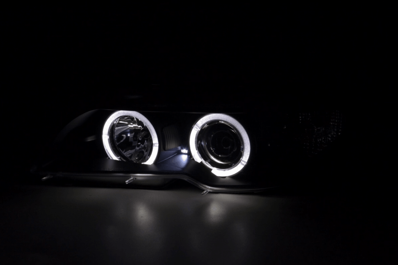 BMW 3-series E46 Coupe/Convertible Black Xenon Angel Eyes Headlights (2003-2005) - K2 Industries