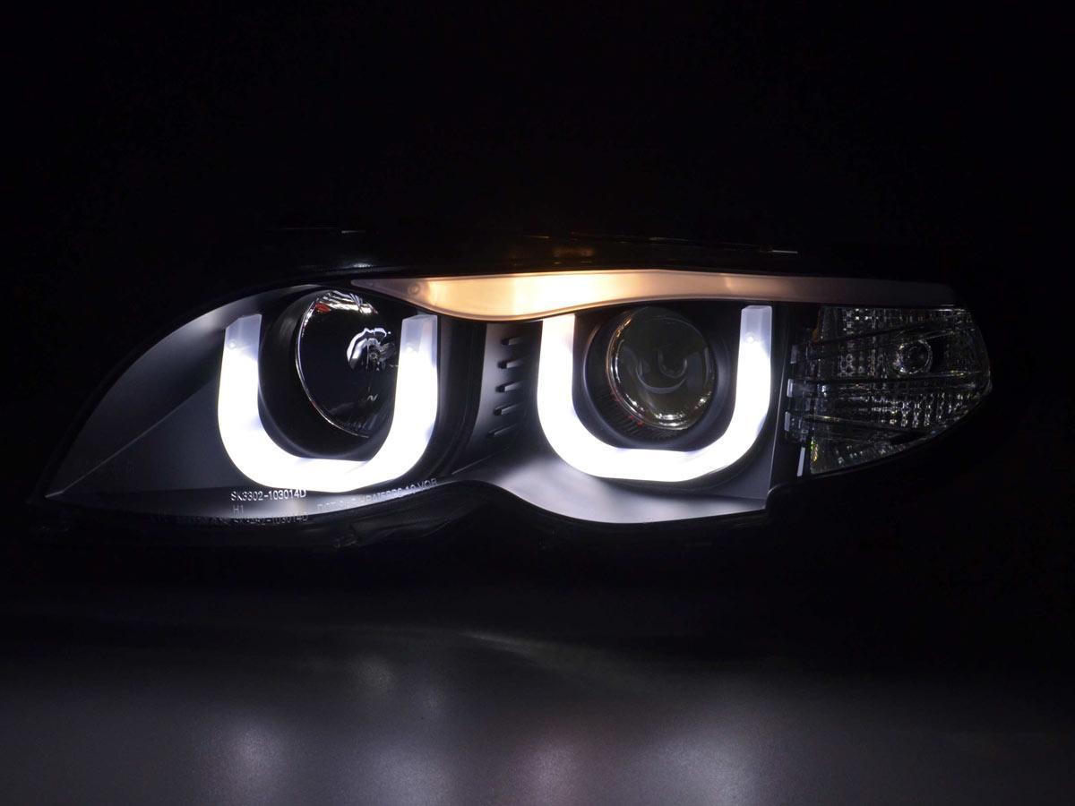 BMW 3-series E46 Sedan/Touring Black "U Eye"  Headlights (2002-2005) - K2 Industries