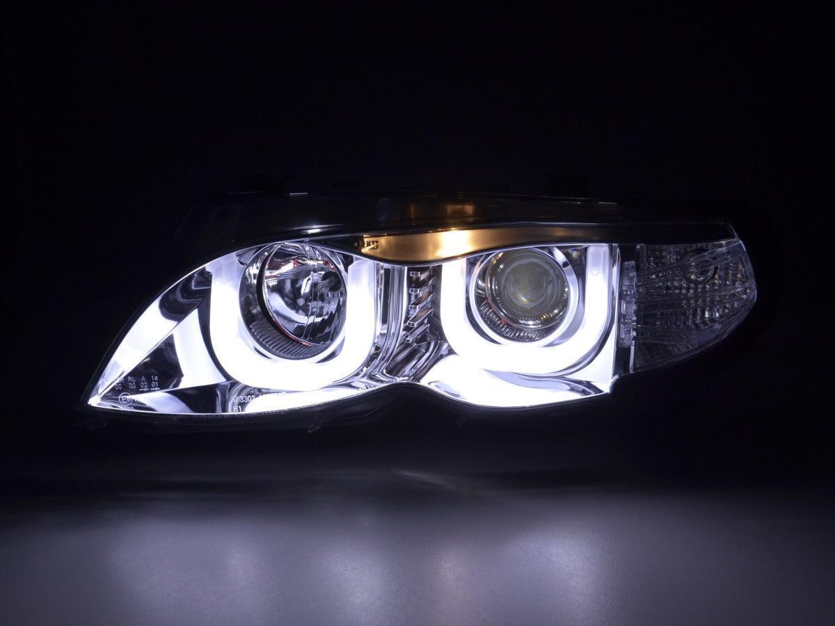 BMW 3-series E46 Sedan/Touring Chrome U Eye Headlights (2002-2005) - K2 Industries