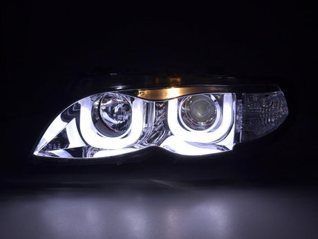 BMW 3-series E46 Sedan/Touring Chrome U Eye Headlights (2002-2005) - K2 Industries