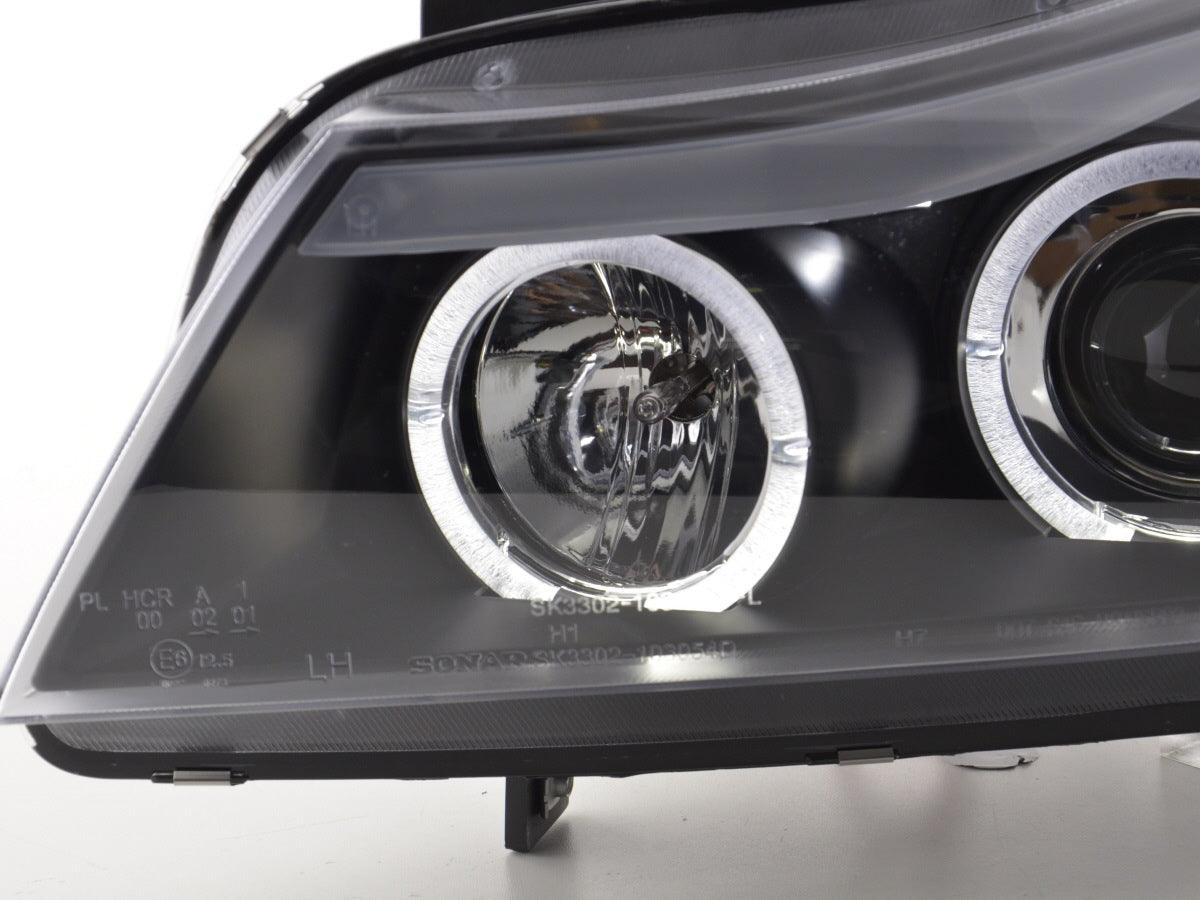 BMW 3-series E90 E91 Black Angel Eyes LED Headlight Set (2005-2012)