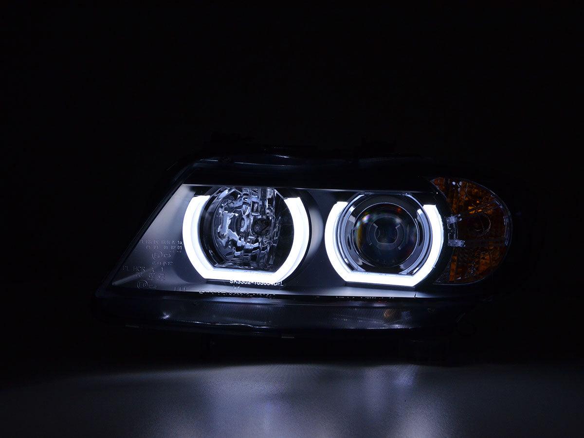 BMW 3 Series E90 /E91 Black LED U BAR Headlights (2005 - 2012) - K2 Industries