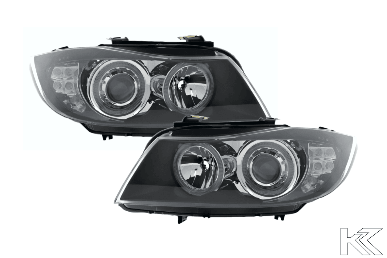 BMW 3-Series (E90 Sedan / E91 Touring) Black Angel Eyes Headlights (2005-2008) - K2 Industries