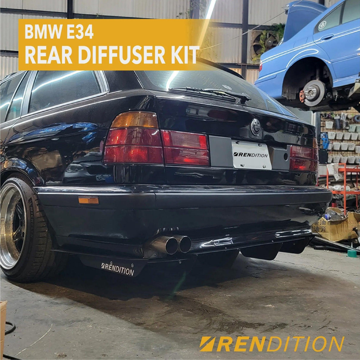 BMW 5 Series E34 Rear Diffuser Kit V2 (1987-1996) - K2 Industries