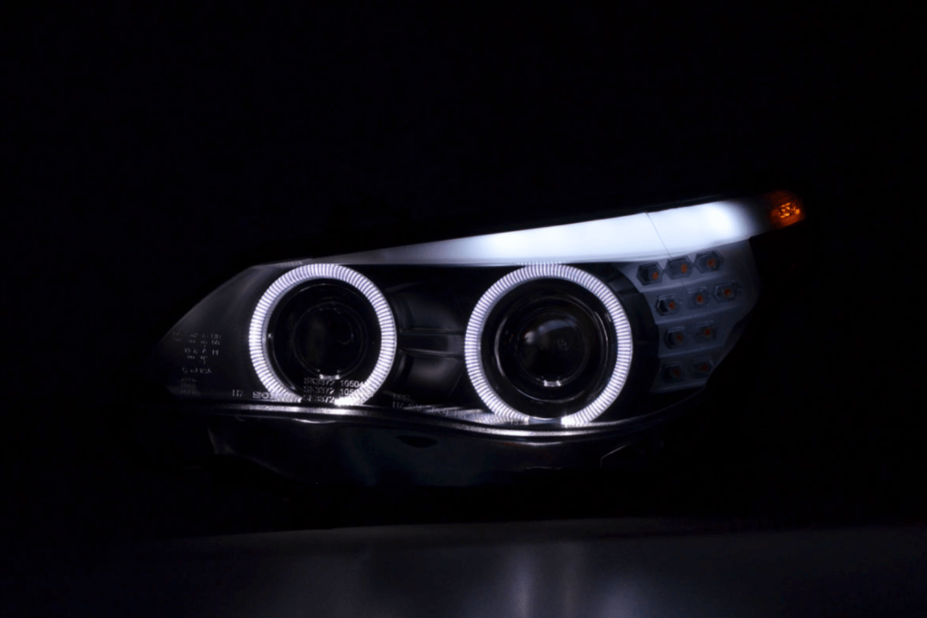 BMW 5-series E60 E61 Black Angel Eyes Headlight Set (2003-2007)